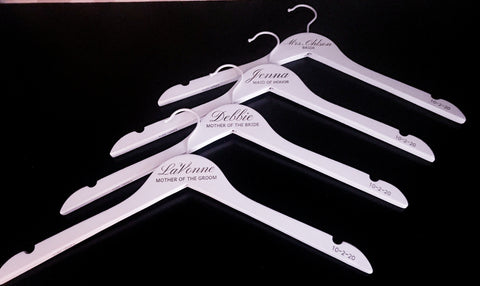 White Bridal Party Wood Hangers Custom Personalized