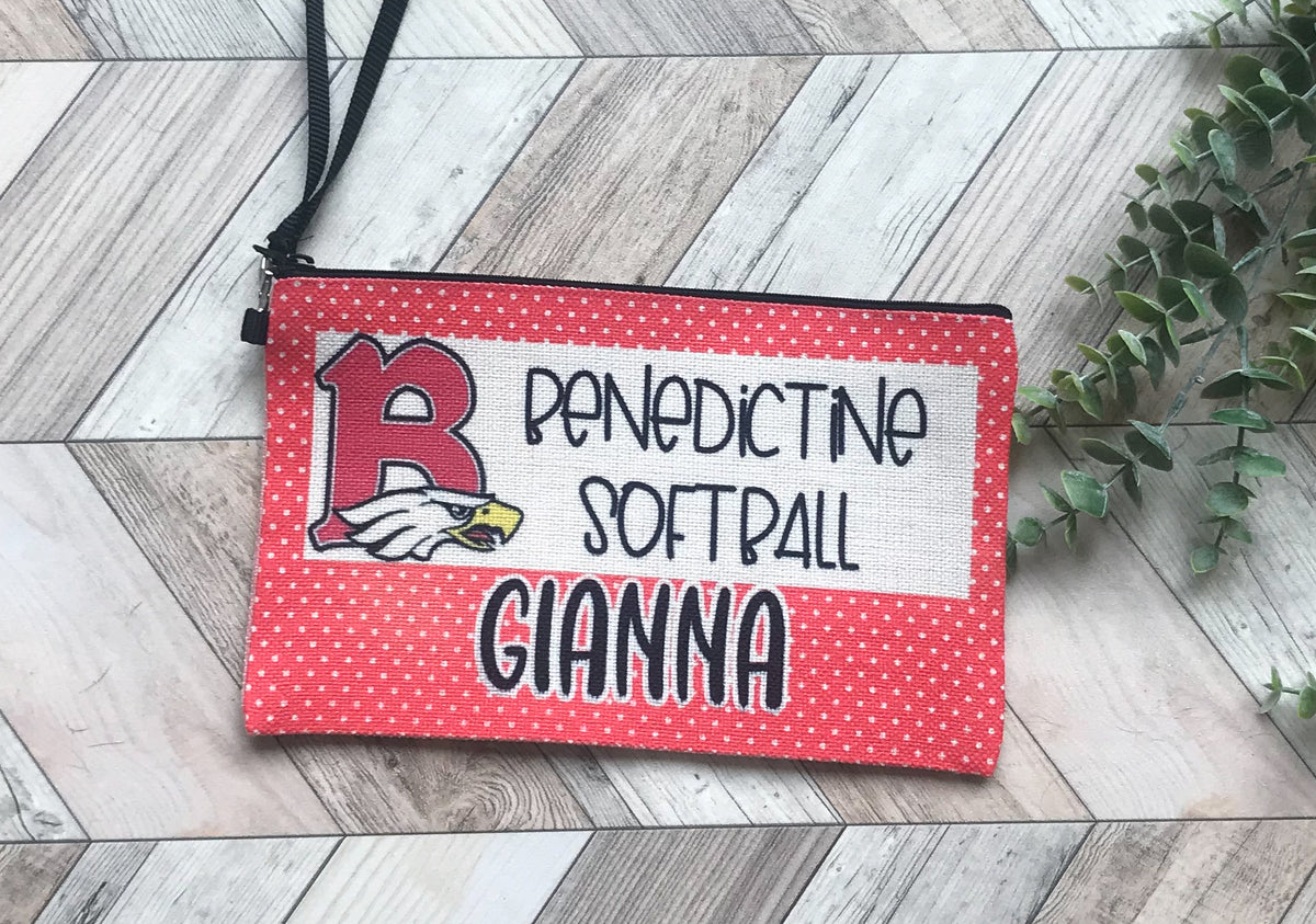 Custom Large Cosmetic or Device Bag Personalized Logo Wristlet