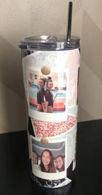 Custom 6 Photo abstract pink, black and gold Skinny Tumblers