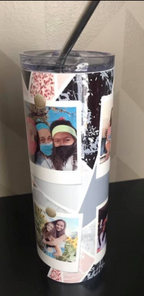 Custom 6 Photo abstract pink, black and gold Skinny Tumblers