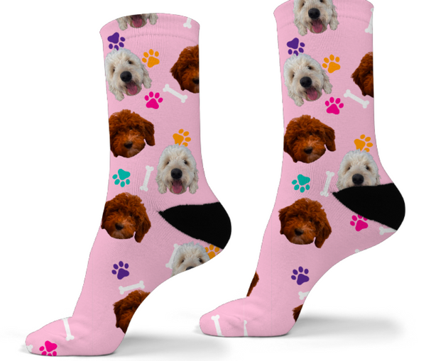 Custom Photo Dog Socks- Adult-Ankle or Crew Socks