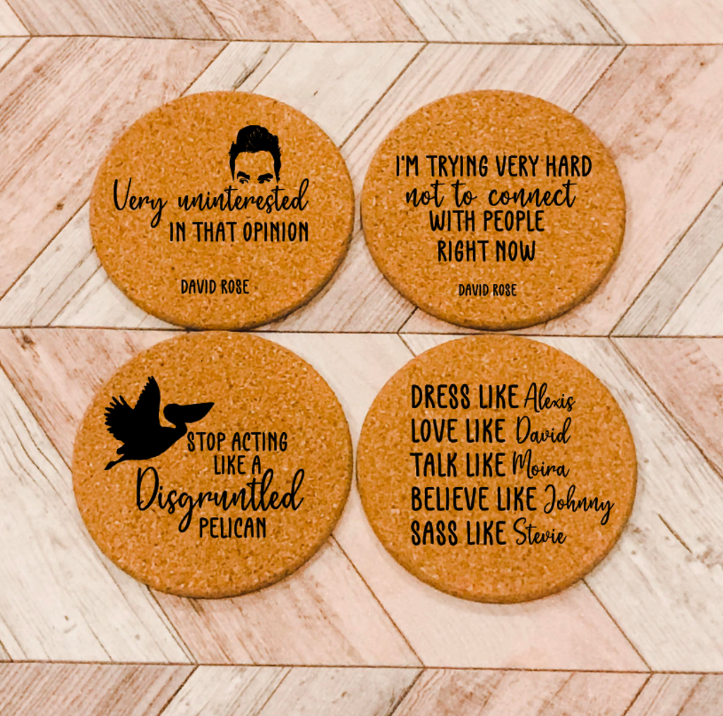 Schitts Creek Cork Coasters Choose from 12 Sayings
