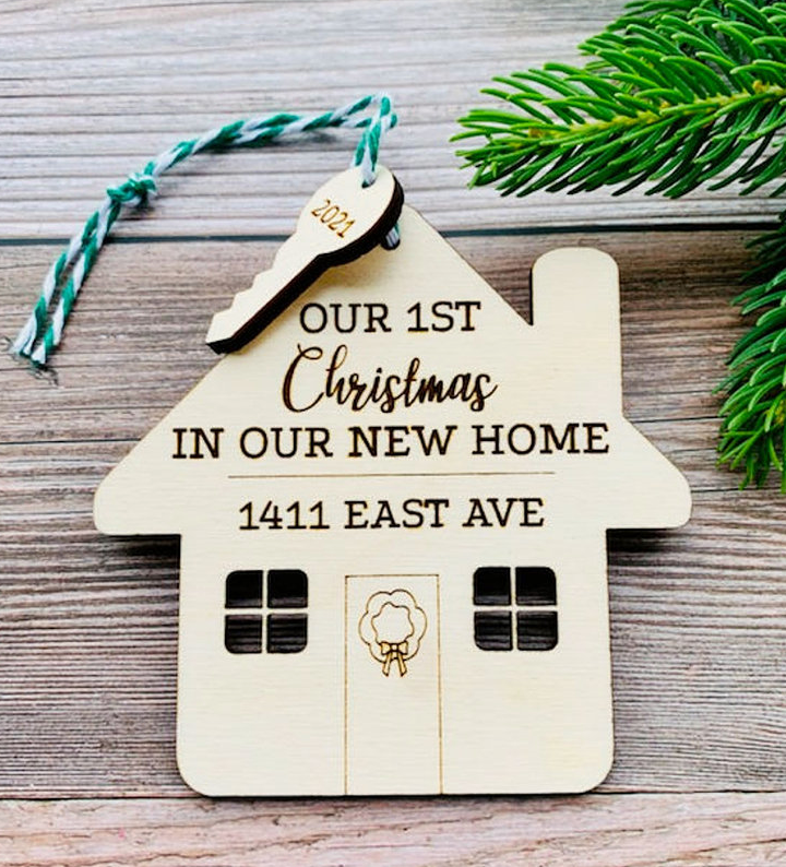 New Home Christmas Wood Engraved Ornament Personalized