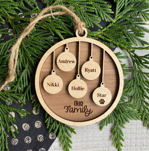 Family Names Ornament Custom Engraved Personalized Ornament