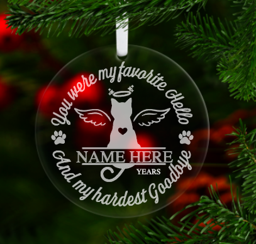 Personalized Pet Memorial Engraved Acrylic Ornament Dog or Cat