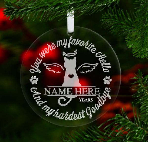 Personalized Pet Memorial Engraved Acrylic Ornament Dog or Cat