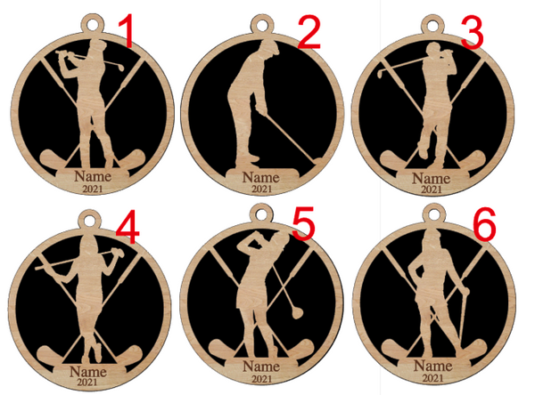 Personalized Boys and Girls Golf Ornament Pick from 6 designs