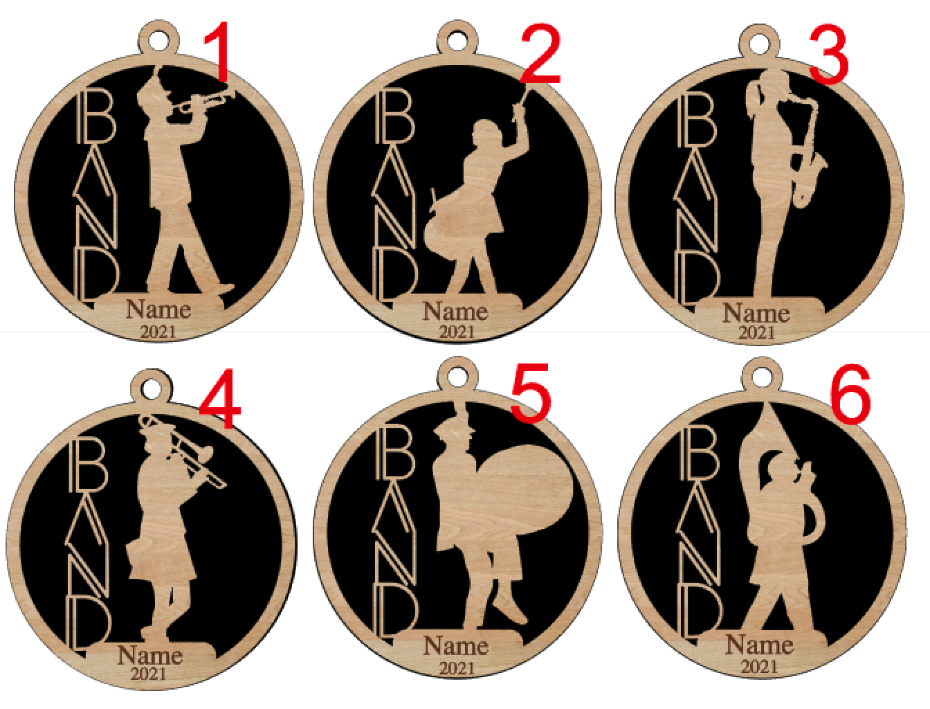 Personalized Marching Band Ornament Pick from 6 designs