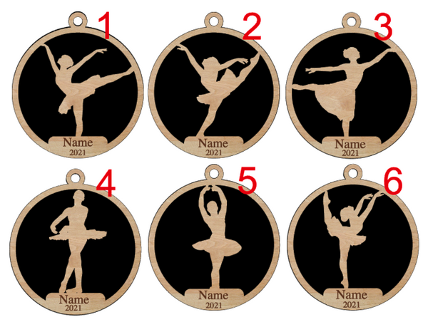 Personalized Ballet Dance Ballerina Ornament Pick from 6 designs