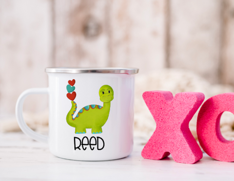 Personalized Dino Mug Valentine's Day Gift Choose boy or girl dinosaur