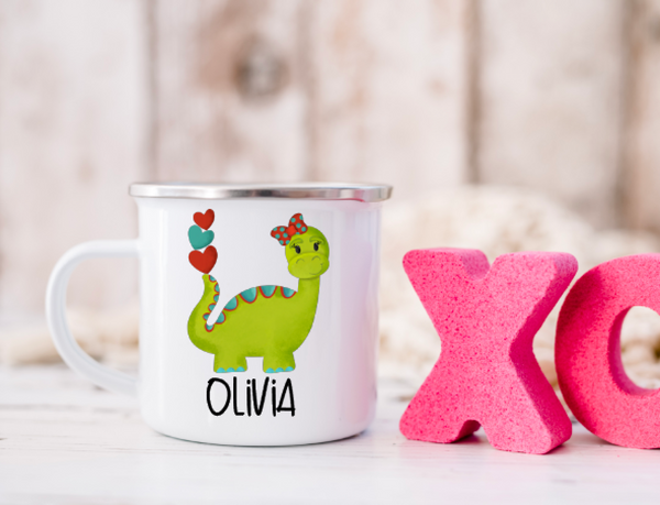Personalized Dino Mug Valentine's Day Gift Choose boy or girl dinosaur