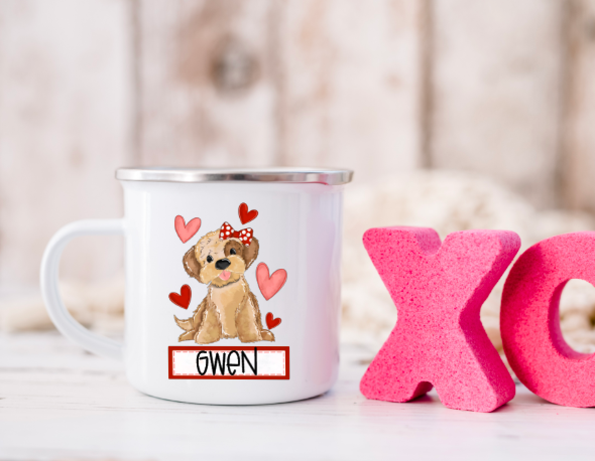 Personalized Dog Puppy Doodle Mug Valentine's Day Gift Choose boy or girl puppy