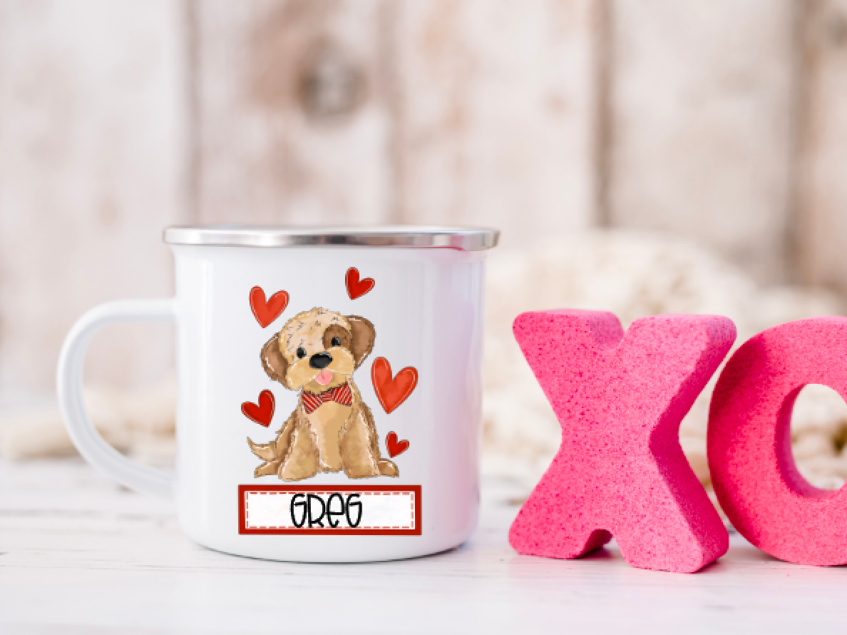 Personalized Dog Puppy Doodle Mug Valentine's Day Gift Choose boy or girl puppy