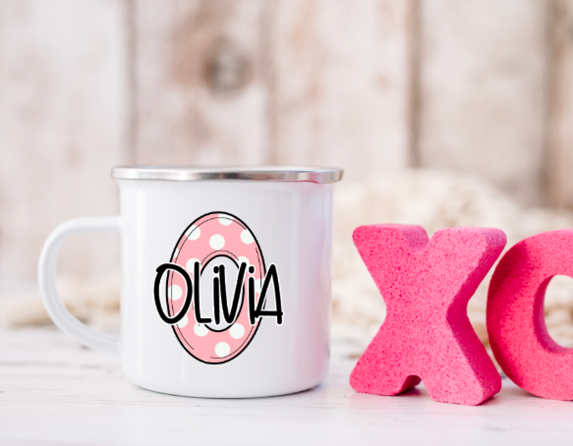 Initial and Name Camp Mug Valentine's Day Gift Choose from 6 patterns