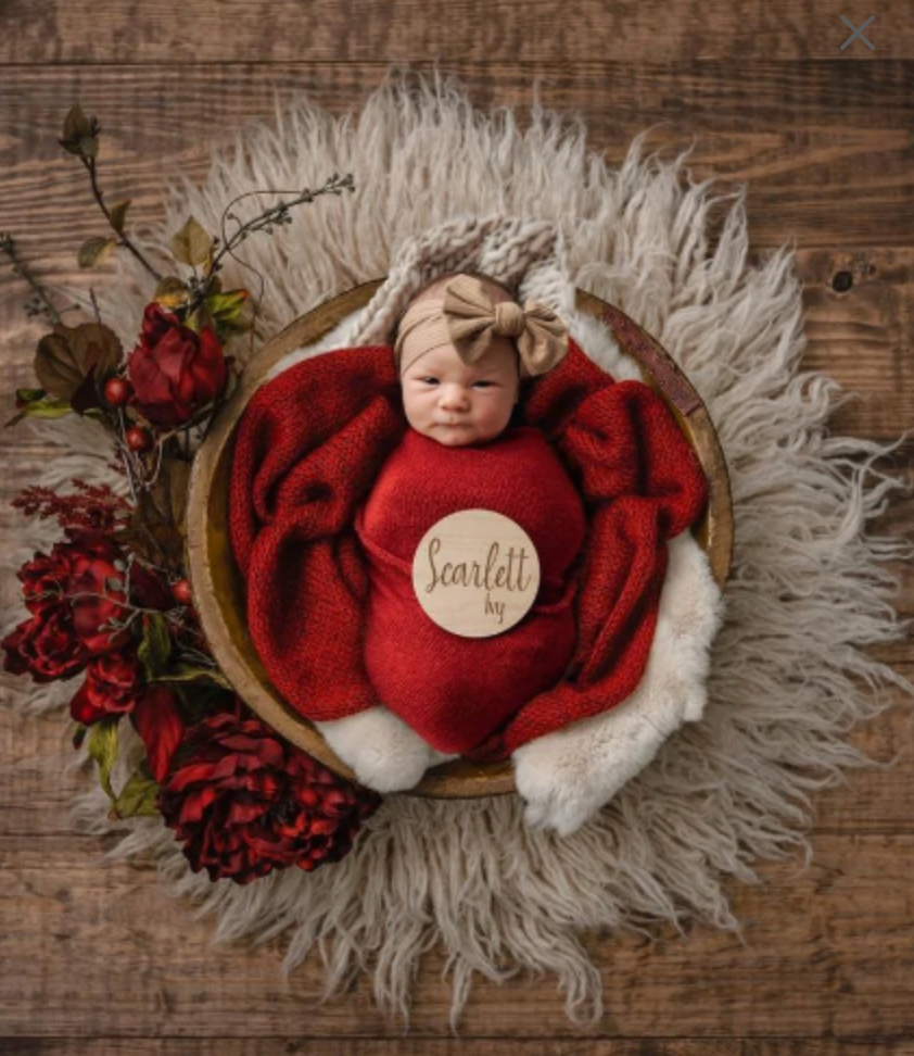 Personalized Baby Name Announcement Sign Set | Engraved Wood Birth Announcement Round | Custom Newborn Name & Stats Keepsake | Hospital Photo Prop
