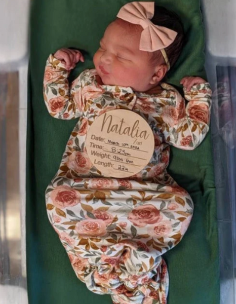 Baby Name Announcement Wood Engraved Round Set