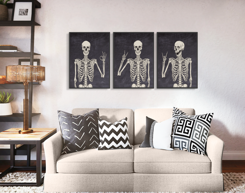 Set of 3 Single Skeletons DIY Print Yourself Photo Print