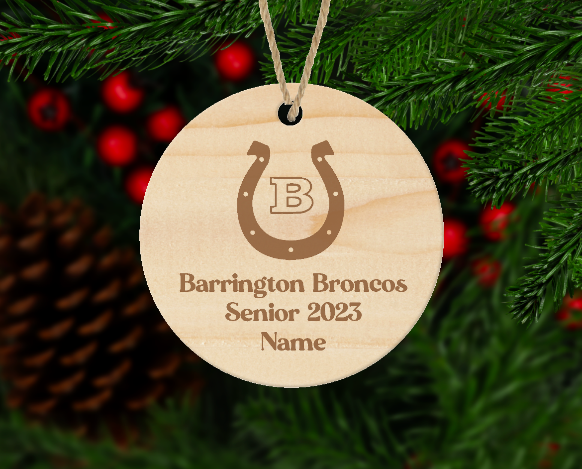 Barrington Broncos School Logo ornament Senior 2024 or Alumni Class of XXXX