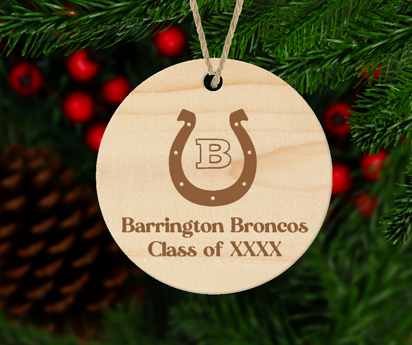 Barrington Broncos School Logo ornament Senior 2024 or Alumni Class of XXXX