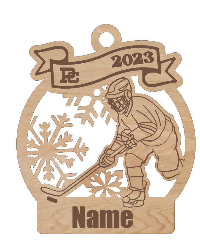 PC Hockey Personalized Laser Engraved Ornament 2 Player Choices- New Designs