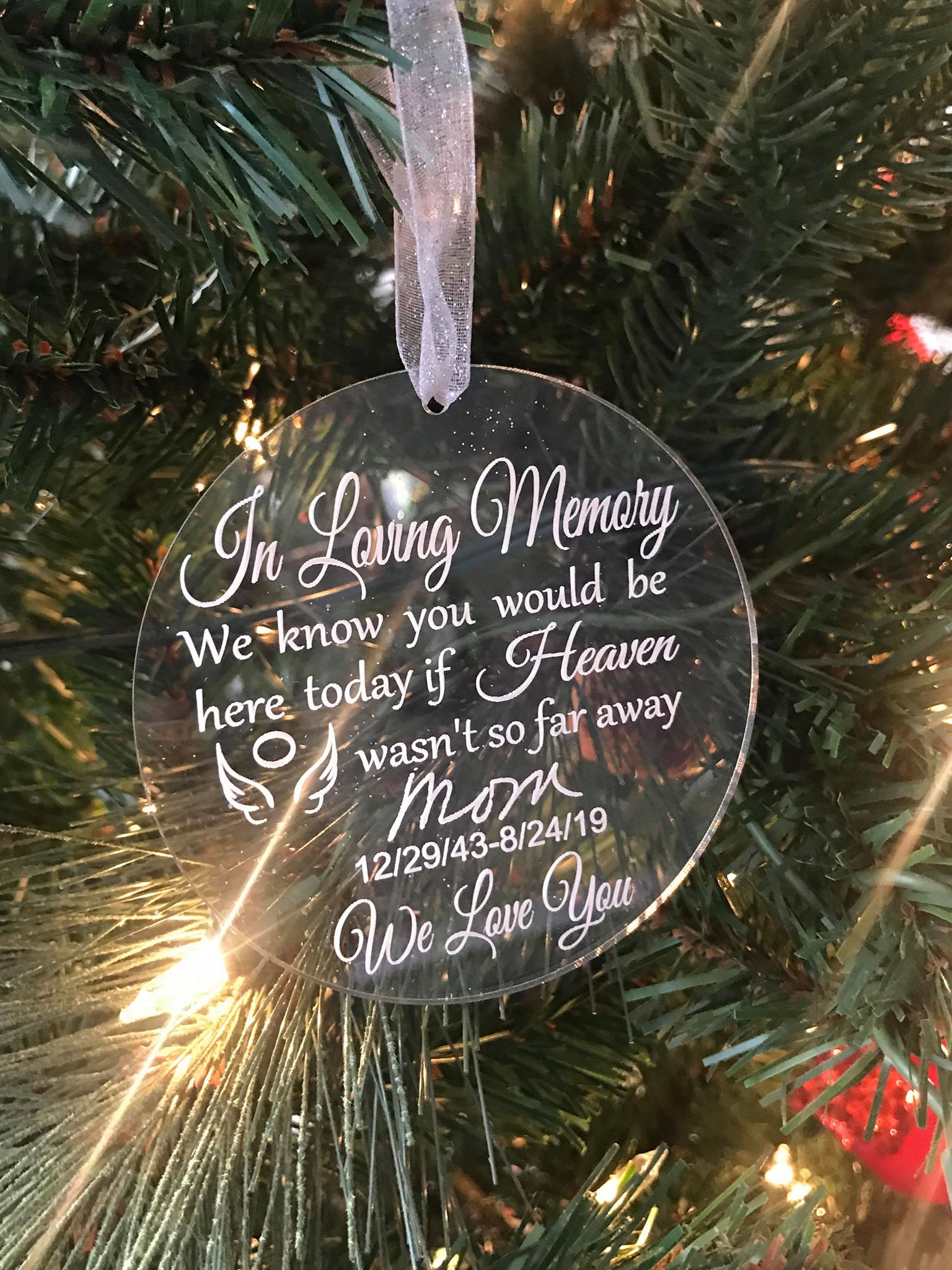 In Loving Memory with handwriting acrylic ornament – Sugar Locks