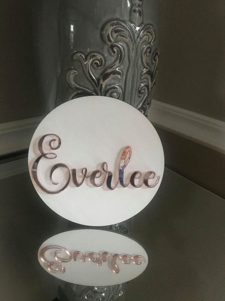 Custom Baby Name Announcement Wood Round