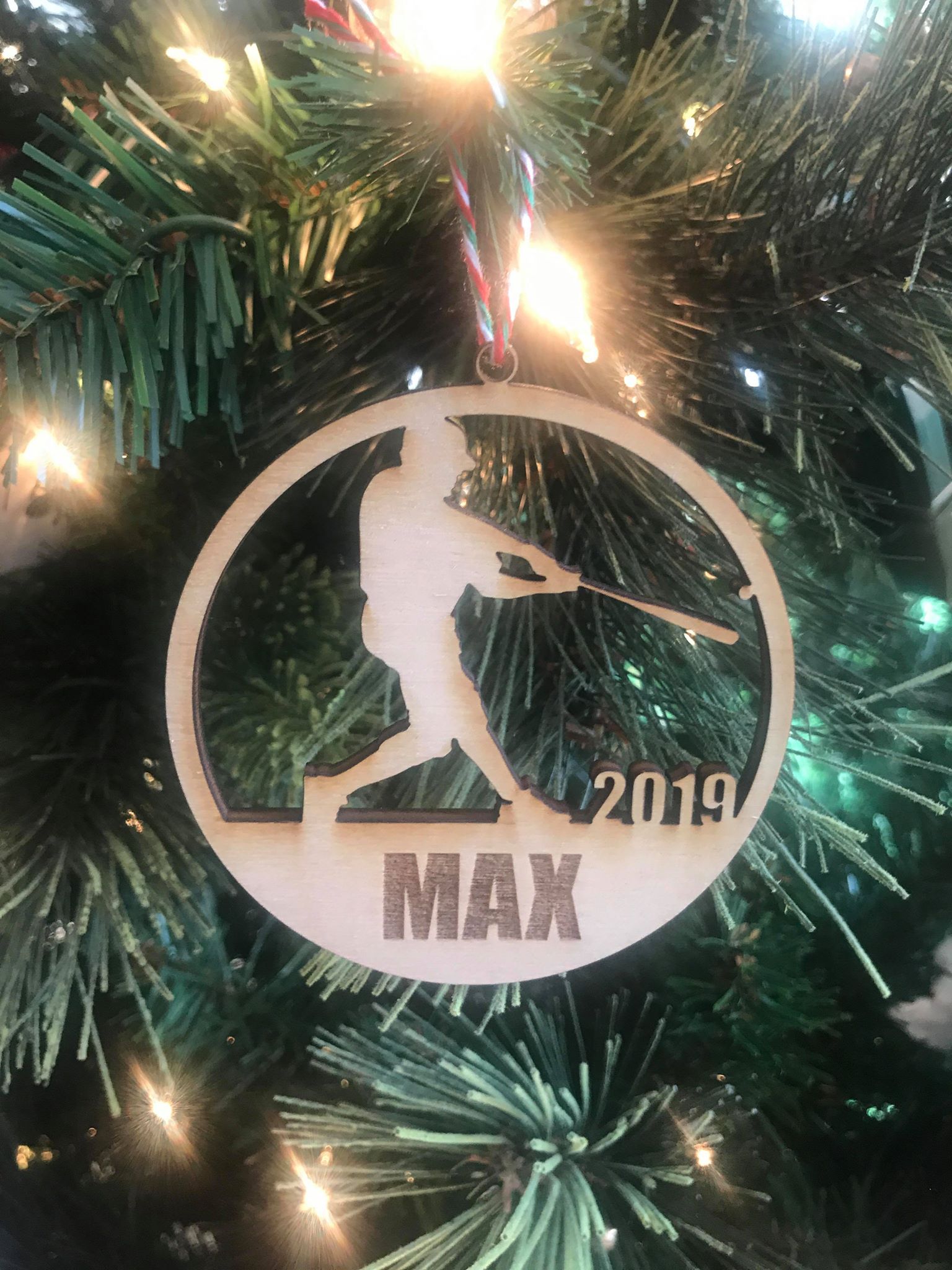 Baseball custom personalize wood laser cut ornament