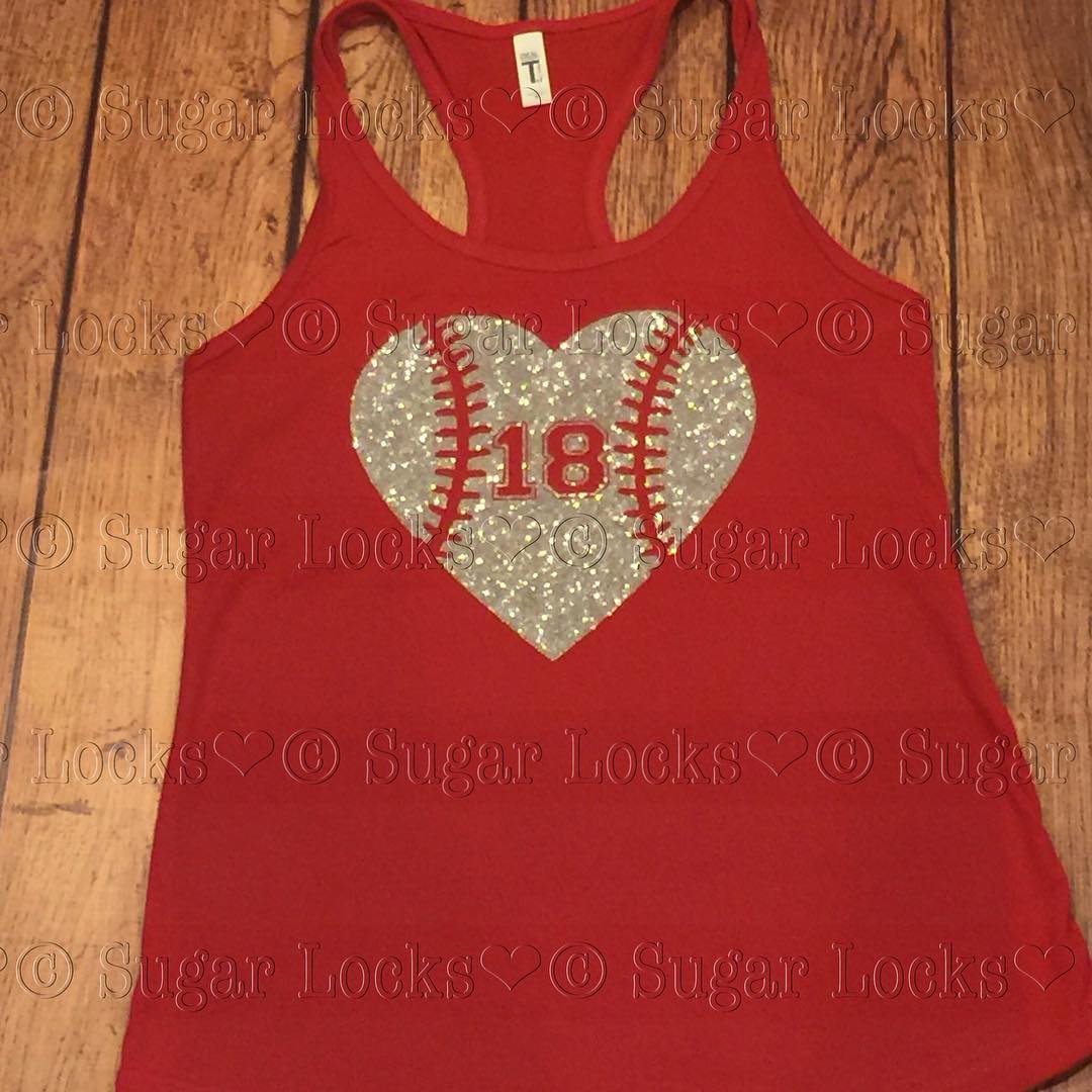 Baseball Heart Number Tank Top Custom Colors