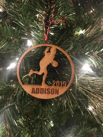 Basketball girl custom personalize wood laser cut ornament