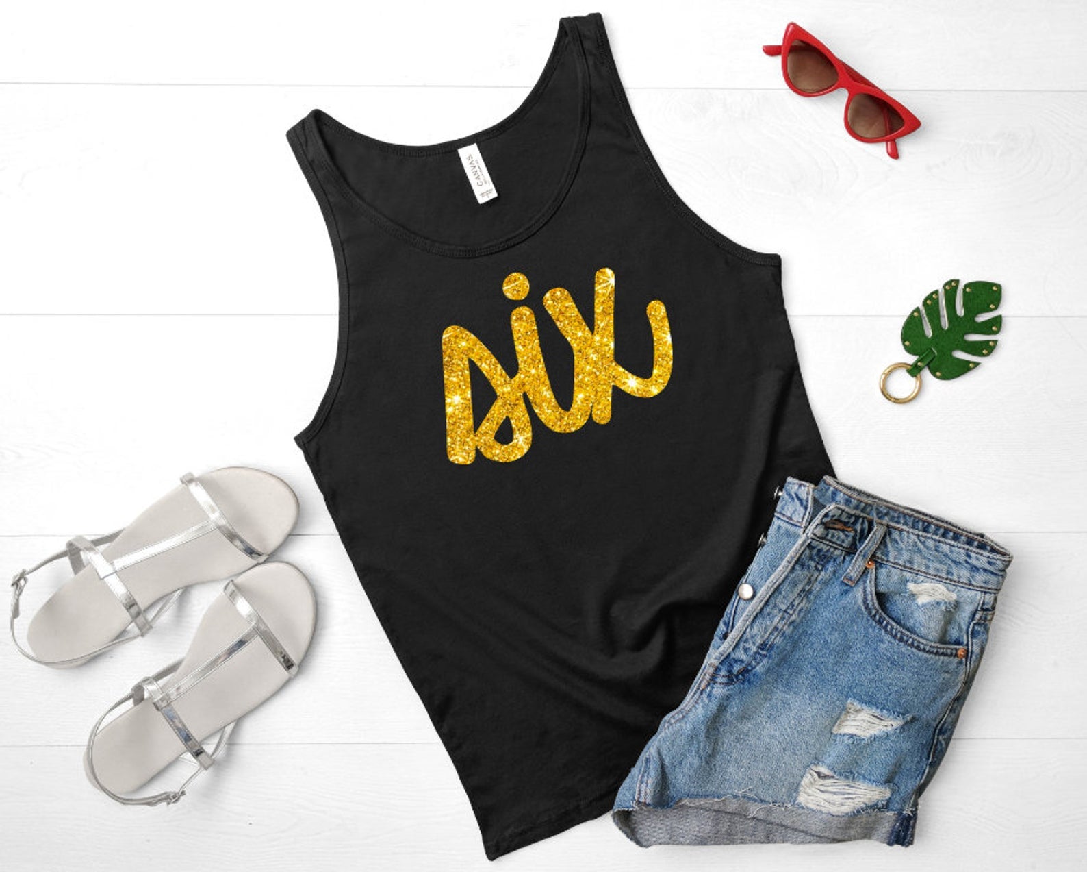 Birthday number glitter *BLACK* tank top