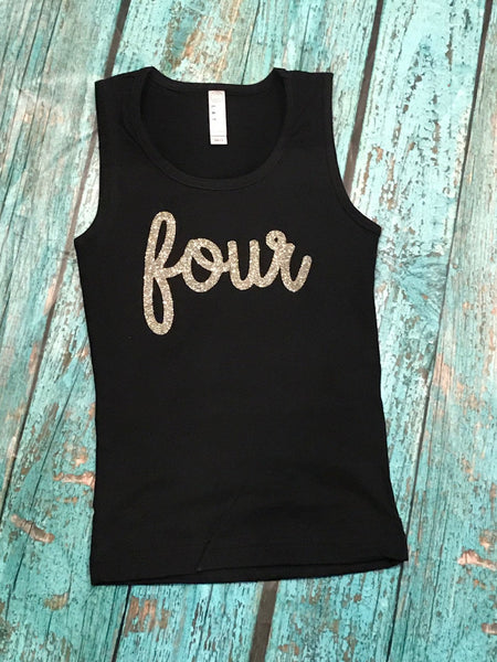 Birthday number glitter *BLACK* tank top