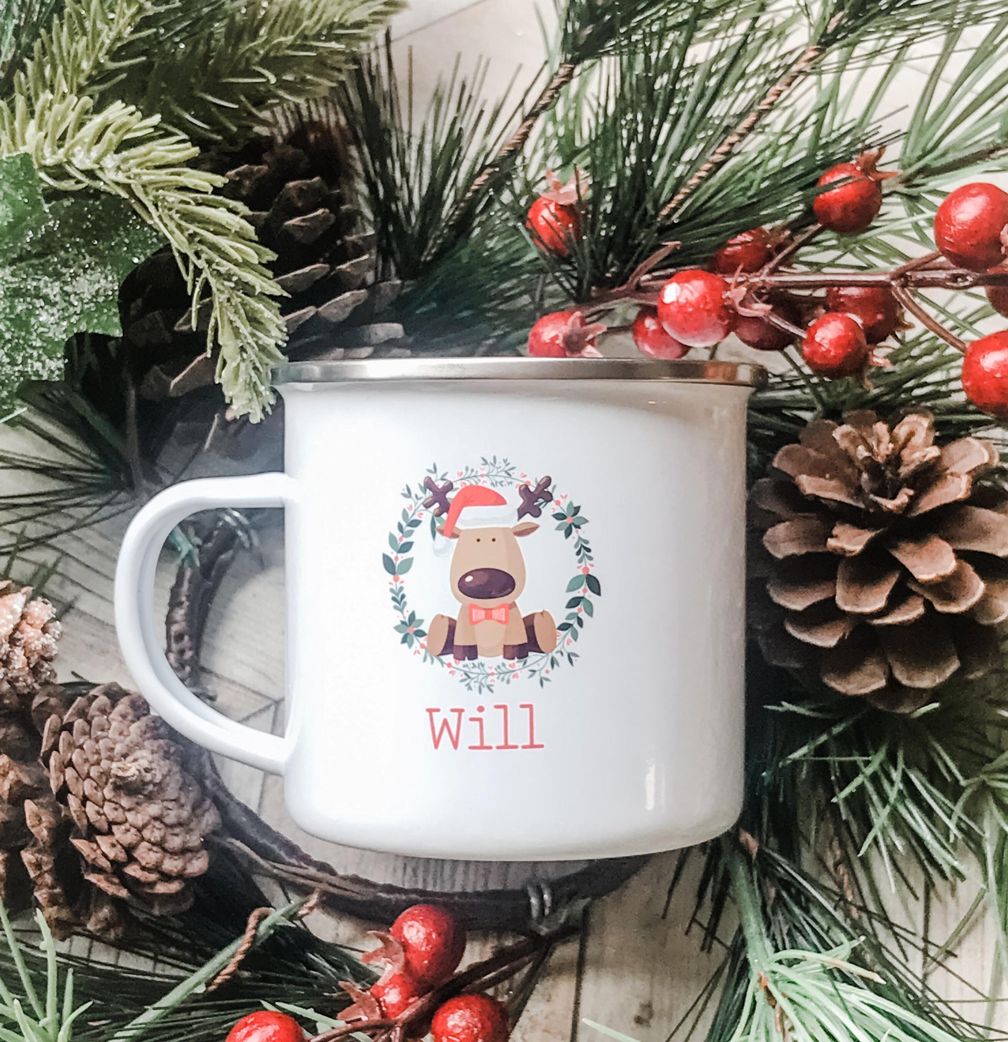 Sweet Reindeer Christmas Personalized Camp Mugs