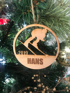 Snow Skiing Sport custom personalize wood laser cut ornament