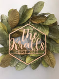 Last Name and Established Wood Door Sign