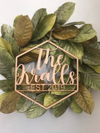 Last Name and Established Wood Door Sign