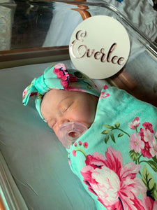 Custom Baby Name Announcement Wood Round