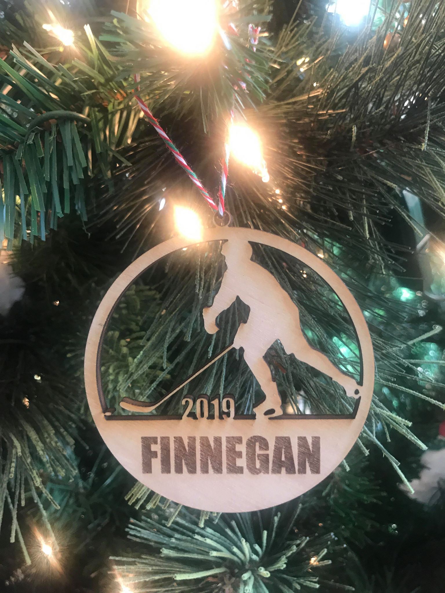 Hockey custom personalize wood laser cut ornament