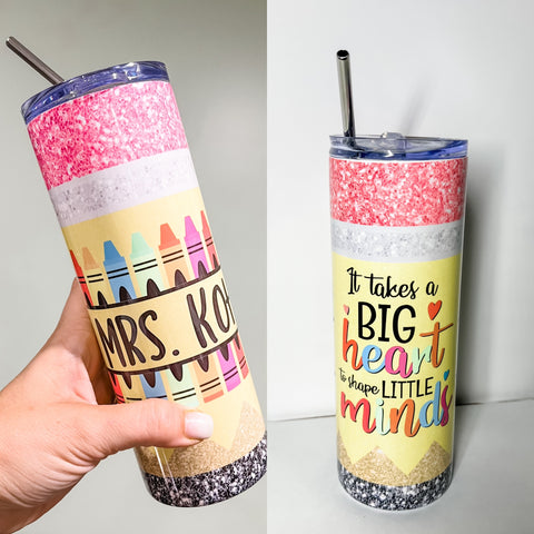 Personalize Teacher Pencil Crayon Tumbler