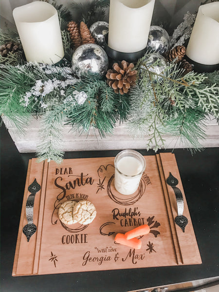 Personalized Wood Engraved Santa Tray