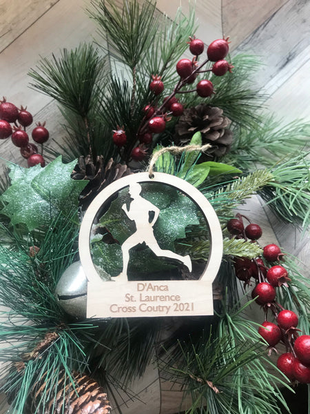 Cross Country Runner choose boy or girl personalized wood ornament