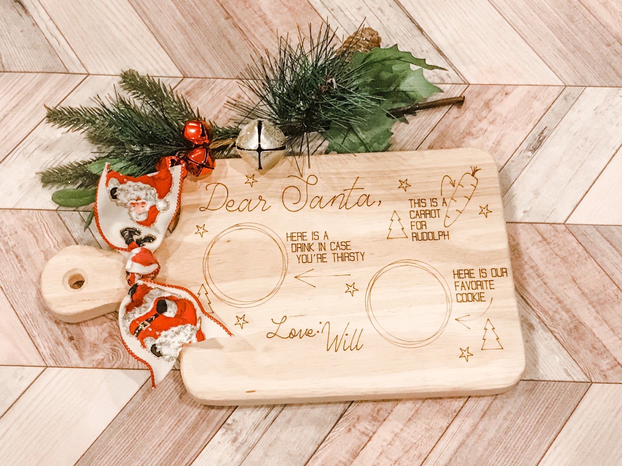 Santa Tray Serving Wood Cutting Board Personalized