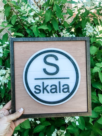 Modern Initial and Name wood frame