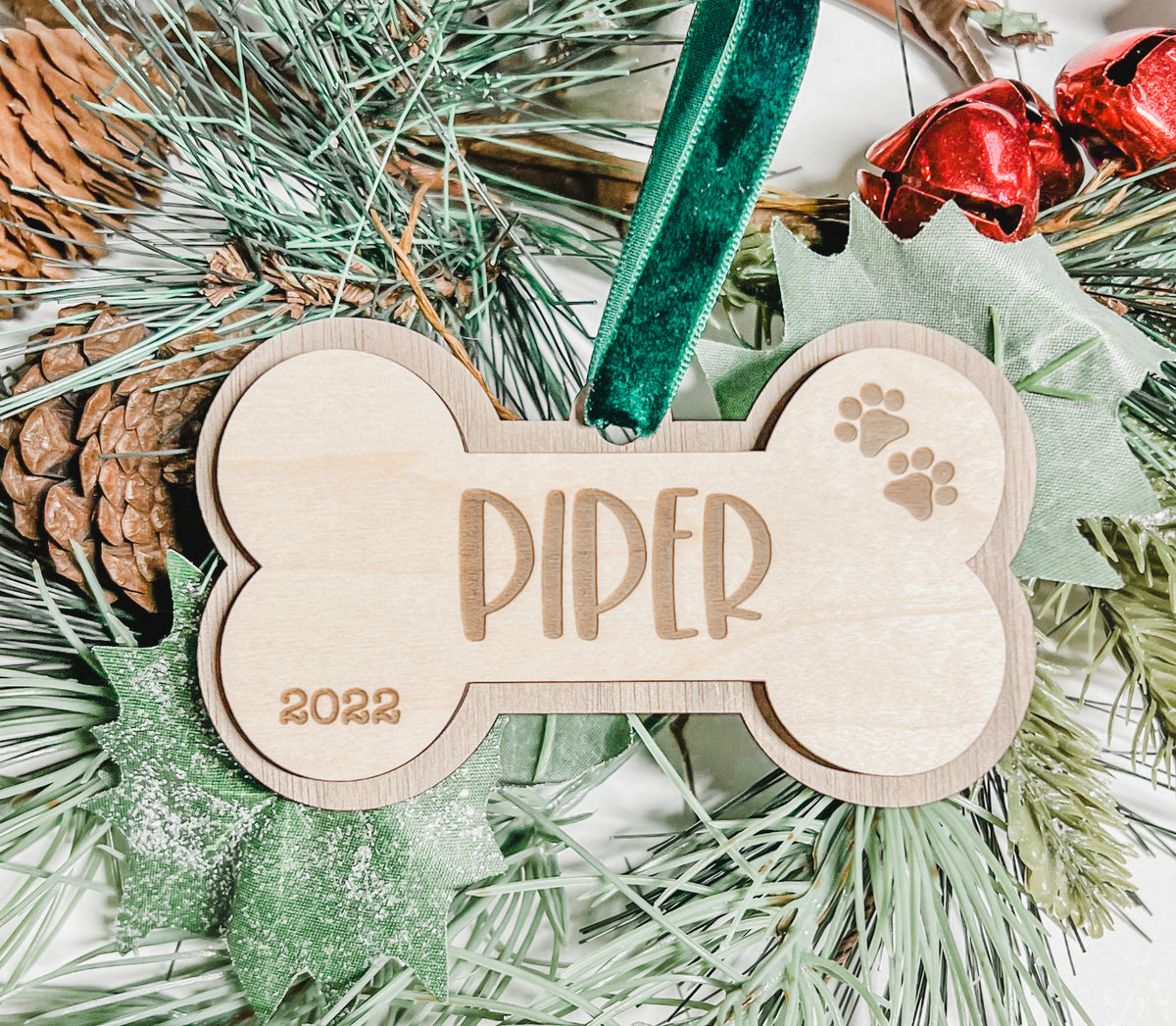 Dog Bone Personalized Wood Ornament