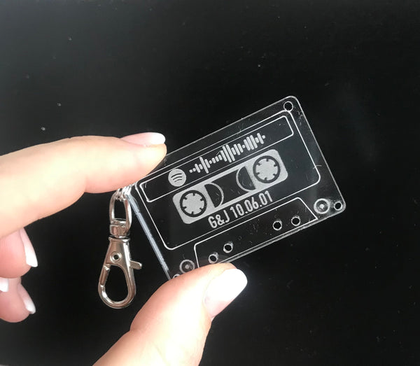 Retro Cassette Tape Custom Engraved Song Spotify Code