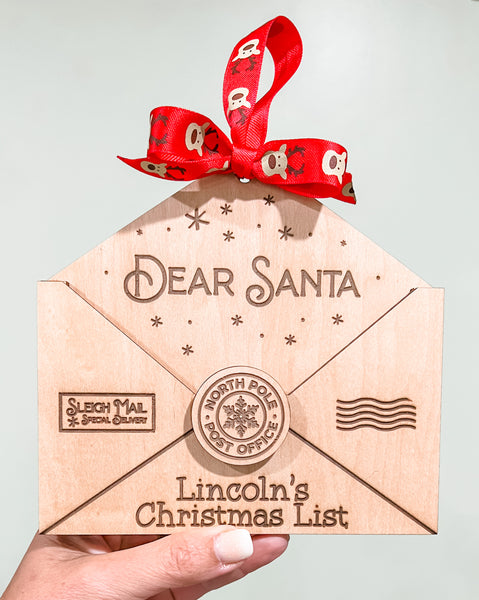 Personalized Wood Santa Letter Holder Ornament