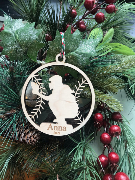 Personalized Softball Wood Ornament Pick from 6 designs