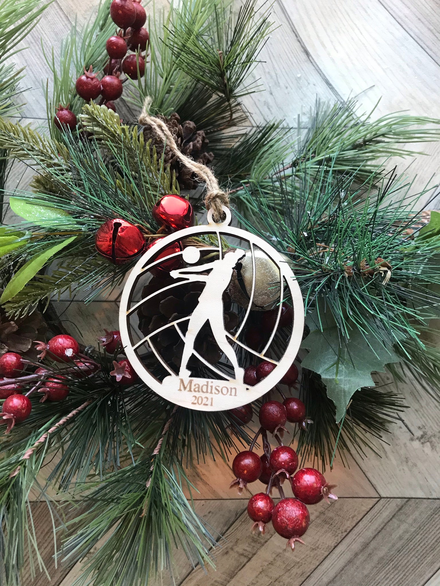 Personalized Girls Volleyball Wood Ornament Pick from 6 designs