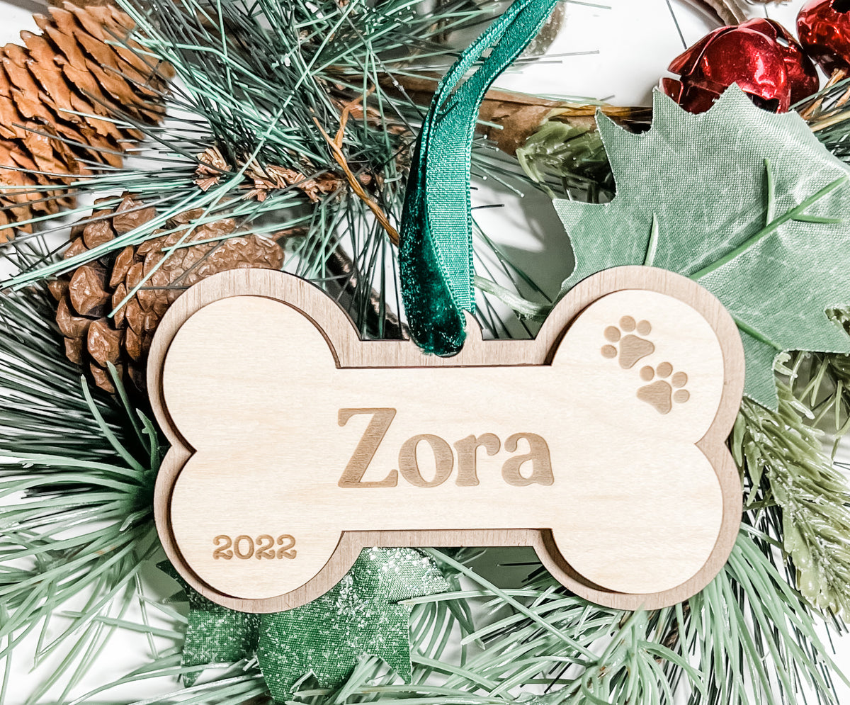 Dog Bone Personalized Wood Ornament