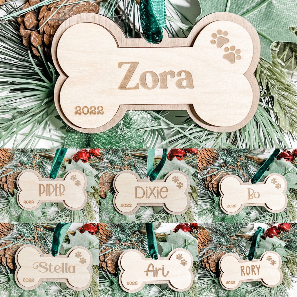 Dog Bone Personalized Wood Ornament