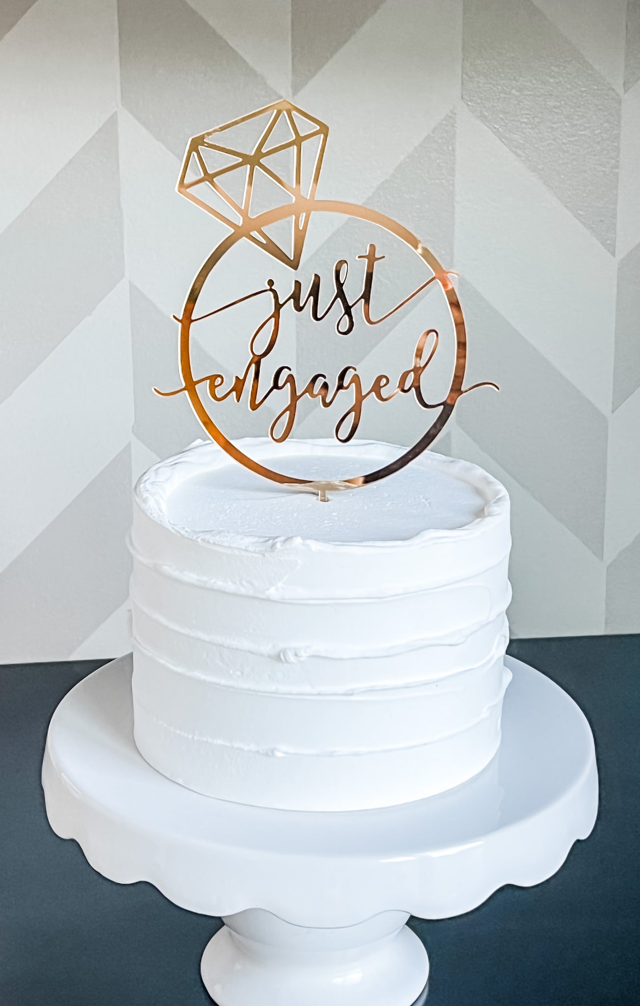 Just Engaged Ring Acrylic Wedding Cake Topper